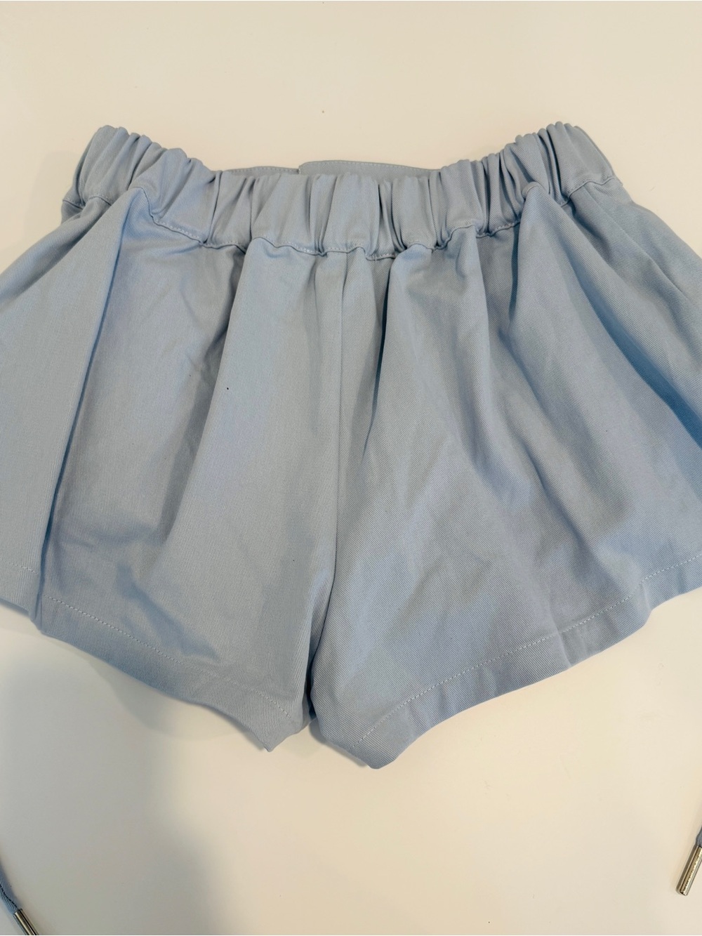 100% Cotton Structured Light Blue Drawstring Side Shorts - Picture 7 of 8